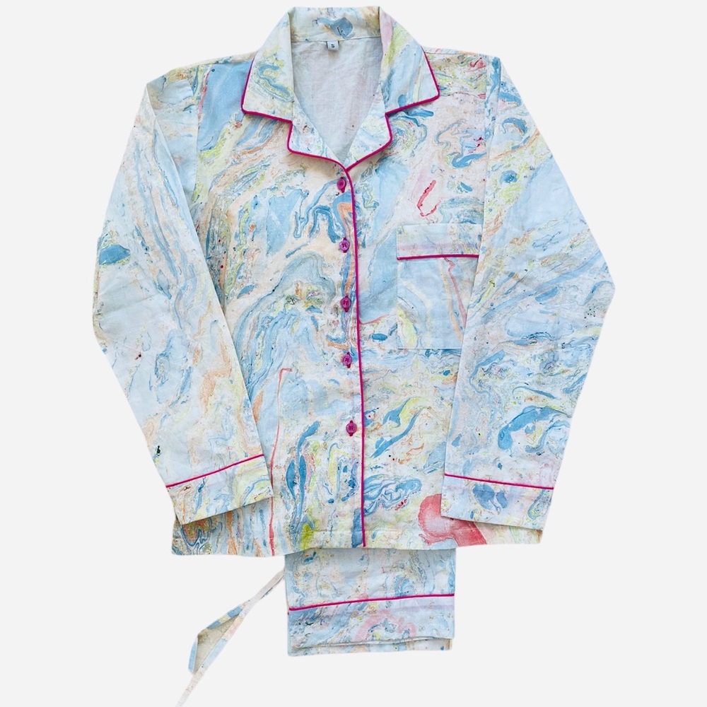 Marble tie dye cotton pajamas pjs loungewear